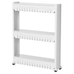 BAKAJI Étagère de Rangement Fine à 3 Niveaux, Meuble de Cuisine, Meuble de Rangement à roulettes, Chariot de Stockage, Étagère de Cuisine roulante, Salle de Bain, Hauteur 72,5 cm Blanc