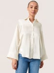 Soaked In Luxury Hela Plain Wide Sleeve Shirt, Whisper White