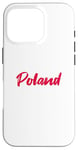 Coque pour iPhone 16 Pro Lettres Word Pologne dans une belle police rouge