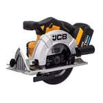 JCB 18V 165mm Cordless Circular Saw, 5.0ah Battery, Fast Charger, 3,650rpm, 55mm Max. Cutting Depth, Rubber Grip Overmould, 3 Year Warranty