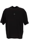 Armani Exchange Small A|x Logo Patch Oversized Fit Heavy Cotton Jersey Tee, T-Shirt pour des Hommes, Black,