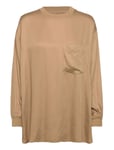 Golden Top Silky Tops Blouses Long-sleeved Beige Moshi Moshi Mind