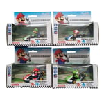 4 Pull Speed Mario Kart Pull Back Action Figures - Mario, Toad, Luigi, Yoshi New