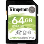 Kingston 64GB Class 10 UHS-I SDXC Canvas Select Plus Card