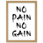 Gym Decor Inspiration No Pain No Gain Inspirational Exercise Wall Art Artwork Framed Wall Art Print A4