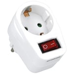 Amig - Voleur de Prise Schuko 1 Voie Mod.3213 avec Prise de Terre pour connecter des appareils électriques | Adaptateur Mural avec Interrupteur | Tension Max : 250 V | Ampérage Max : 10/16 A