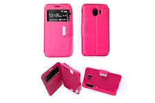 1001 Coques Coque et étui téléphone mobile Housse folio fenêtre en simili cuir samsung galaxy j4 2018 couleur rose