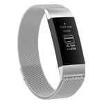 Magnetiskt Fitbit Charge 3 band - Silverfärgat