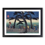 Big Box Art Akasaka Station by Utagawa Hiroshige Framed Wall Art Picture Print Ready to Hang, Black A2 (62 x 45 cm)