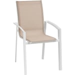 Hesperide - Fauteuil de jardin empilable Axant lin & blanc en aluminium traité époxy - Hespéride