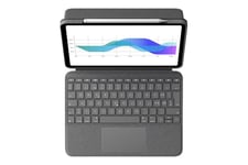 Logitech Folio Touch - tangentbord och foliefodral - med pekdyna - QWERTY - spansk - oxford-grå