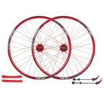 Ultralight 26 Inch Cycling Wheels， Mountain Bike Disc Brake Wheel Set Quick Release Palin Bearing 7/8/9/10 Speed Only 1560g Wheel (Color : Red, Size : 26 Inch)