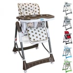 Chaise haute bébé, enfant pliable, réglable hauteur, dossier et tablette - Ptit Stars - Blanc - Monsieur Bébé
