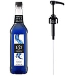 1883 Maison Routin Premium Blue Curacao Flavoured Syrup with Reuseable Syrup Pump for Home Cocktail Making, Mocktails & Desserts PET 1L