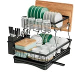 edihome, Dish Drainer Rack- Space-Saving Dish Rack, Stainless Steel Kitchen Drying Rack with a Cutlery Holder, Dish Racks for Kitchen Counter (2 Levels)