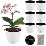 Lot de 6 Pots de Fleurs Blancs de 17 cm à Auto-arrosage pour Plantes d'intérieur avec indicateur d'eau et mèche Noire, Grands Pots de Violettes africaines, Pots à Auto-arrosage pour Le Lierre du