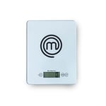 MasterChef Kitchen Scales Digital, Small Electronic Gram Scale for Food Weighing in Cooking & Baking, Weight in Ounces or Grams, Max 5kg, Tempered Safety Glass, Tare Function, Auto Switch-Off, Silver