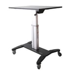 StarTech.com Mobile Standing Desk - Portable Sit Stand Ergonomic Height Adjustable Cart on Wheels - Rolling Computer/Laptop Workstation Table with Locking One-Touch Lift for Teacher/Student