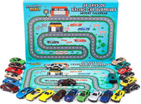 Kids Advent Calendar 2023 - 24 Diecast Cars & Play Mat, Countdown to Christmas