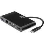 Act Adaptateur multiport usb c 3-en-1, 4K @ 30 Hz hdmi/vga, usb 3.0, lan, Connexion d'un écran supplémentaire à Un Ordinateur Portable - AC7330