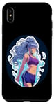 Coque pour iPhone XS Max Fille de style anime et manga aux cheveux bleus en tenue de sport