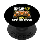 Niveau 17 Débloqué Super Depuis 2008 Anniversaire Gamer PopSockets PopGrip Adhésif