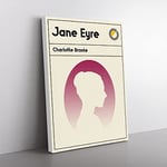 Book Cover Jane Eyre Charlotte Bronte Modern Canvas Wall Art Print Ready to Hang, Framed Picture for Living Room Bedroom Home Office Décor, 50x35 cm (20x14 Inch)