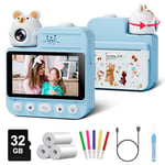 Kids Camera Instant Print, Gofunly 3.0'' Screen Instant Camera for Kids with 32G Card & 3 Print Paper, 1080P HD Video Kids Digital Camera for Toddler Age 3-12 Years Old Boys & Girls Birthday Gifts