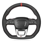 SODMLZ Housse de Volant de Voiture Noir en Cuir véritable suède, pour Audi Q5 SQ5 2017-2019 Q3 2018 2019 Q8 SQ8 2018 2019 Q7 SQ7 2014-2019