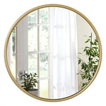 WOLTU Miroir Mural Ø40cm, Doré, Rond avec Cadre en Métal, Décoratif,Miroir Maquillage Moderne, Suspendu pour Salle de Bain, Chambre, Salon, Couloir