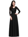 S-XL Long Sleeved Lace A-Line Elegant Night Dress Sexy V-Back Evening dress NEW