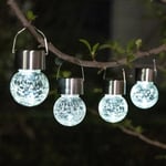 GIGALUMI 4 Pack Hanging Solar Lights, White LED Crackle Globe 4 