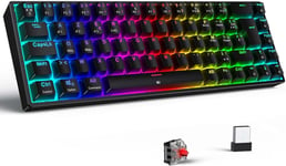 Clavier Gaming Sans Fil Mécanique Bluetooth /2.4g/ Cable Clavier De Jeu Rgb 65% Tkl Azerty Switch Rouge Pour Ipad/Pc/Windows/Mac/Ps4, Noir