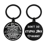 ENGZHI Granddaughter 21st Birthday Gifts for Women, Happy 21st Birthday Present for Her, Metal Keyring Decorations