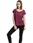 Urban Classics Women's Ladies Long Back Shaped Spray Dye Tee T-Shirt, X-Small, Red - Rot (burgundy 606), Small