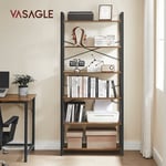 Songmics - tagère à 6 Niveaux, Bibliothèque avec Cadre en Acier, pour Salon, Bureau, Entrée, Style Industriel, 80 x 30 x 186 cm, Marron Rustique et