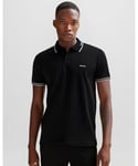 BOSS Green Paul Mens Short Sleeve Polo Shirt With Contrast Tipping NOS - Black - Size Large