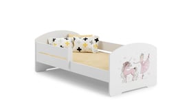 ADRK Furniture Pepe Barrier Ballerina with Unicorn -lastensänky, 160 x 80 cm, valkoinen + patja