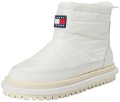 Tommy Jeans Bottes Low Boot Femme Padded Flat Boot Fourrées, Blanc (Ecru), 41