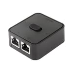 Nätverks-LAN-switch 2 portar, RJ45-nätverksnyckeltryckbrytare Splitter Selector Box, 100M 2 i 1 ut eller 1 i 2 ut, 2 portars nätverkshubb svart