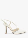 Paradox London Calliope Embellished Satin High Heel Slingback Court Shoes, Ivory