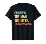 Funny Retro Vintage Gramps The Man The Myth Bad Influence T-Shirt