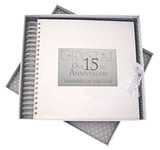 White Cotton Cards 15th Crystal Anniversary Year, Card & Memory Book, Glitter & Words, Wood, 27x30x4 cm