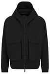 Armani Exchange Men's Letterman Badging Hooded Zip Up Windbreaker Jacket Blouson, Black, L