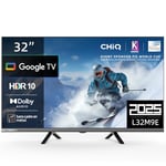 CHiQ L32M9E Téléviseur Smart 32 Pouces (80 cm), HDR10, Google TV, Tuner Triple, Dolby Audio, DBX-TV, HDMI, USB, sans Cadre en métal, Noir