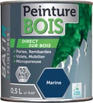 Batir Peintures Peinture microporeuse bois - Boîte 0,5 l Satinée Marine