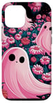 Coque pour iPhone 13 Pro Fantôme floral rose foncé Cottagecore Halloween mignon et effrayant