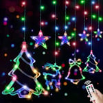 Rideau Lumineux de Noël, Rideau Lumineux 138 LEDs, 3.3M Guirlande Lumineuse Noël Étoile Renne Sapin Intérieur Extérieur 8 Modes Rideau Lumineux usb