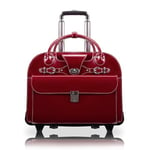 McKlein, Roseville W Series – Sacoche en Cuir de Vache Pleine Fleur de 15", Compatible avec Les Points de contrôle, breveté et Amovible, pour Ordinateur Portable à roulettes, Rouge (96646)