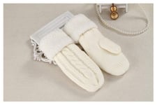 Femmes Fashion Twist Twist Twist Fleurs Mitaines Winter Laine Femelle Plus Cachemire Velvet Épaississement Chaud Gant Full Finger Gants Guantes (Color : White)